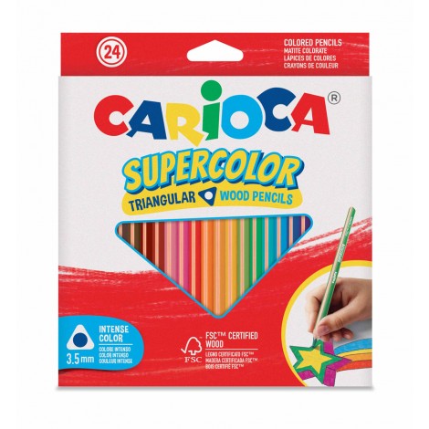 Astuccio con 24 matite colorate in legno facili da temperare, colori brillanti e lavabili, mina 3,5mm resistente alla caduta