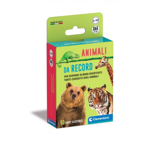 Il gioco perfetto per scoprire in modo divertente tante curiosita` sugli animali! Contiene 50 carte con le immagini degli animali e le loro caratteristiche. Chi sara` il più bravo ad associare a ogni animale la caratteristica corretta e a vincere la partita?