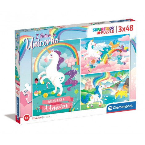 Unicorni - Puzzle 3x48pz (dimensione puzzle 27x18cm)