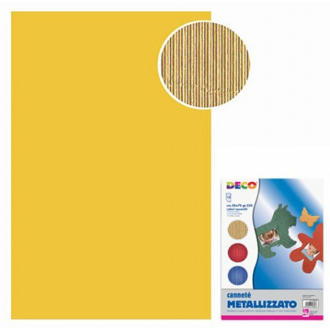 Cartoncino canneté ondulato, metallizzato, 50x70cm, 10 fogli colore oro