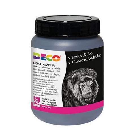 Vernice all`acqua scrivibile con gesso. Può essere utilizzata su legno, cartone e metallo.