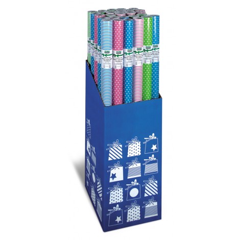 Rotolo carta regalo, fantasie a pois o a righe, dimensioni 70x200cm