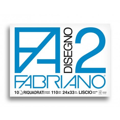 F2 - Album da disegno blocco FABRIANO2 a punti metallici, liscio squadrato, 10 fogli, 24x33cm