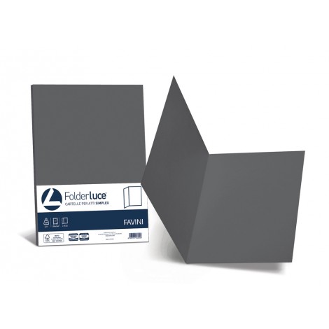 Folder simplex in cartoncino bristol da 200gr, senza lembi, finitura liscia colore grafite