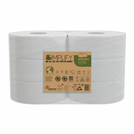 Carta igienica maxi jumbo 300m, 1305 strappi in pura cellulosa, 2 veli