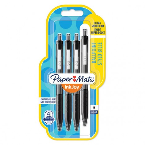 Penna a sfera Inkjoy 300 con inchiostro ULV e punta media da 1mm colore nero - 4pz