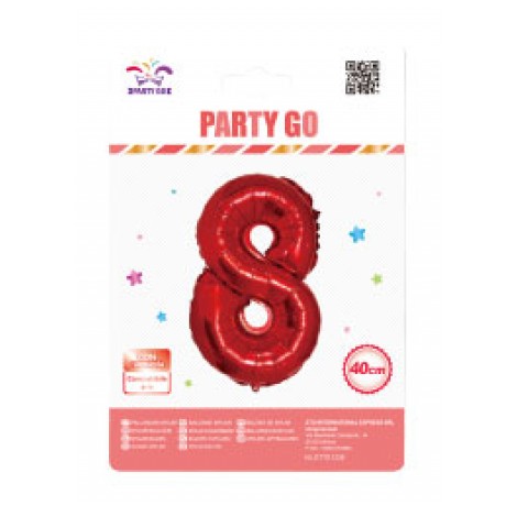 Palloncino gonfiabile numero 8 con cannuccia, 40cm, gonfiabile ad aria - 1pz