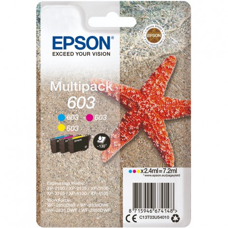 T03U5 cartuccia multipack CMY - Cartuccia inchiostro ciano, magenta e giallo per Epson WORKFORCE WF 2850DWF (3x2,4ml) 1Conf.