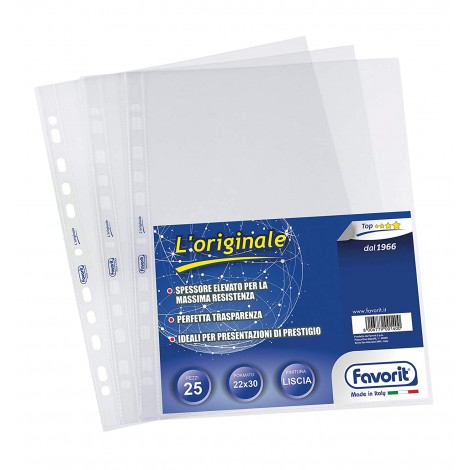Favorit Buste in PPL forate, finitura liscia, formato utile 22x30cm, confezione da 25pz