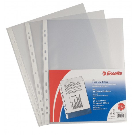 Esselte Office - Buste in PPL forate, finitura a buccia d`arancia, formato utile 22x30cm, confezione da 100pz