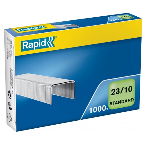 Rapid 23/10 Standard - Punti per cucitrici - Scatola 1000 punti in filo metallico morbido, lunghezza gamba 10mm per cucire fino 70 fogli - Prezzo singolo, ord. minimo 10pz