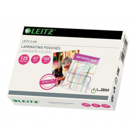 Leitz iLam UNI-EVA - Pouches A7, finitura lucida, 125 micron, bordi arrotondati - 1conf.