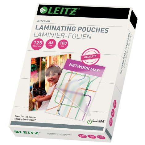 Leitz iLam UNI-EVA – Pouches A6, finitura lucida, 125 micron, bordi arrotondati - 1conf.