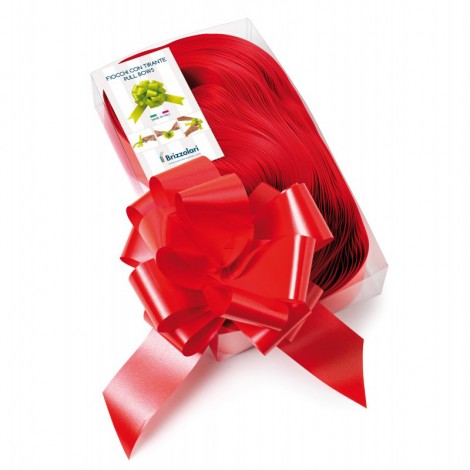 E-Line – Fiocco autocomponibile – 30 nastri lisci in polipropilene per fiocco autocomponibile, 50mm, Ø20cm colore rosso – 1 Conf.