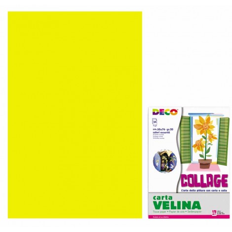 Deco Carta velina, 50x76cm, 24 fogli, carta semitrasparente per realizzare lavoretti che risaltano se esposti alla luce colore giallo