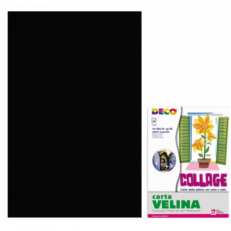 Deco Carta velina, 50x76cm, 24 fogli, carta semitrasparente per realizzare lavoretti che risaltano se esposti alla luce colore nero