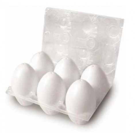 Uova KRISTALL 3D in plastica, colore bianco – Uova in materiale plastico da decorare in acrilico, altezza 6,5cm - 6pz