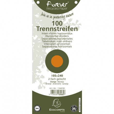 Exacompta Intercalari orizzontali Forever, arancione - Divisore in cartoncino, formato 105x240mm, 180gr - 100pz