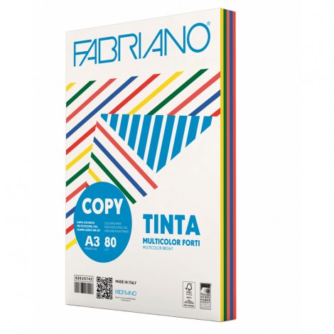Copytinta – Carta A3, 250 fogli (giallo, verde, azzurro, rosso, aragosta), 80gr colori assortiti forti