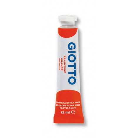 Tempera ultrafine concentrata in tubetto di alluminio, densa e coprente, diluibile con acqua 12ml colore arancione