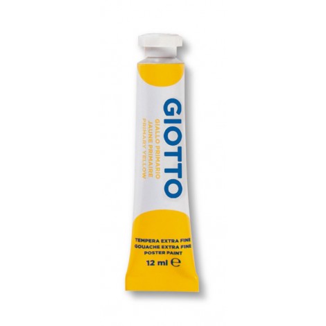 Tempera ultrafine concentrata in tubetto di alluminio, densa e coprente, diluibile con acqua 12ml colore giallo primario