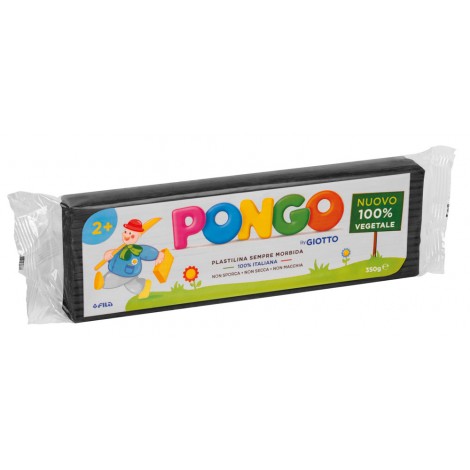 Pongo - Plastilina a base di cera e cariche minerali, senza glutine, non essicca 350gr colore nero