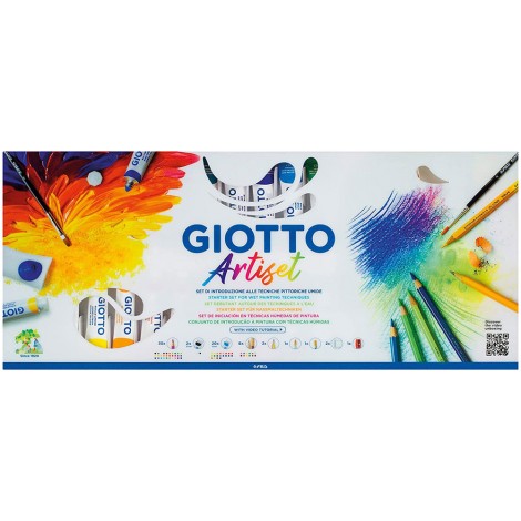 Kit Artiset - Set di introduzione alle tecniche pittoriche. Contiene colori a tempera, pennelli, accessori, matite grafite e pastelli acquerellabili colori assortiti