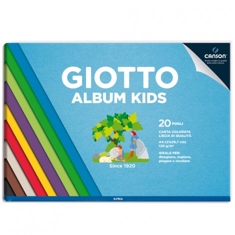 Album KIDS da disegno liscio, 20 fogli collati sul lato corto, formato A4, adatto a matite colorate, pennarelli e al collage