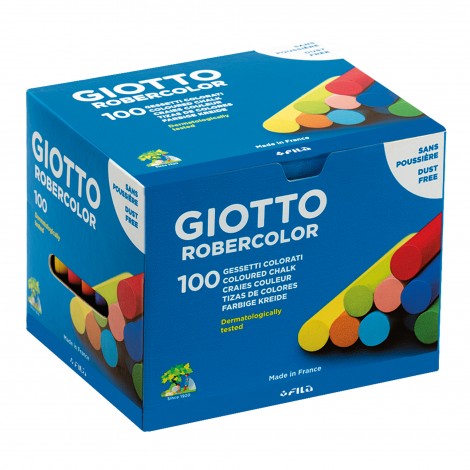 Box 100 gessi colorati ROBERCOLOR per lavagne in ardesia, 10mm x 80mm, dermatologicamente testati, scivolano sulla lavagna senza graffiare