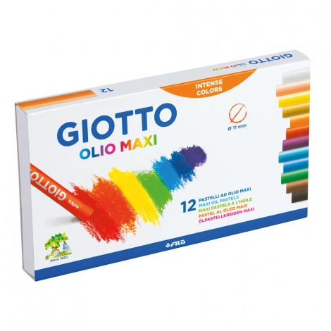 Pastelli ad olio MAXI, tondi, formato Ø11x70mm colori assortiti 12pz