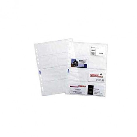 Favorit Buste in PPL forate porta BIGLIETTI DA VISITA, finitura a buccia d`arancia, formato utile 9,4x6,3cm con 8 tasche, confezione da 10pz