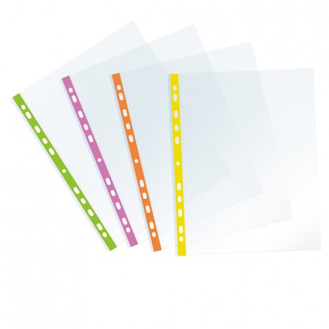 Favorit SUPERIOR - Buste in PPL forate con banda di colore verde fluo, finitura liscia, formato utile 22x30cm, confezione da 25pz