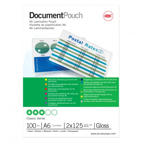 GBC Pouches A6, finitura lucida, 125 micron - 1conf.