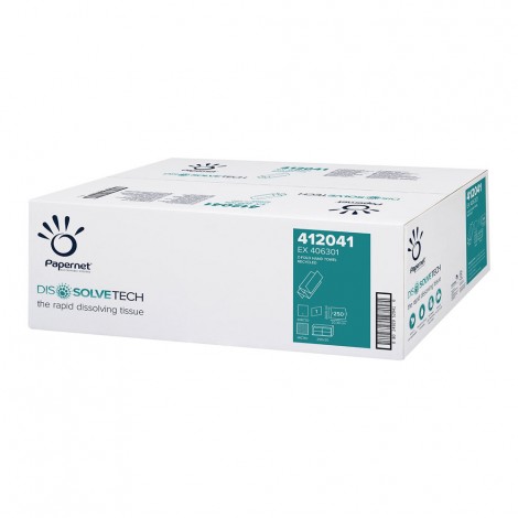 Asciugamani piegati DissolveTech a Z, a rapido dissolvimento, 250 strappi, formato 24x20,3cm, goffratura micro, 1 veli