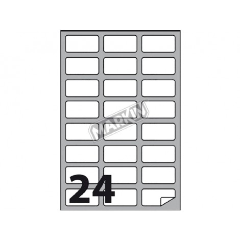 Etichette adesive in fogli A4 - 2400 etichette adesive bianche permanenti con angoli arrotondati (64x34mm), 24 etichette per foglio - 100 fogli