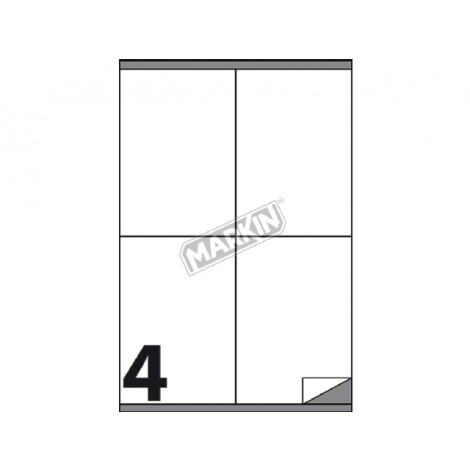Etichette adesive in fogli A4 - 400 etichette adesive bianche permanenti con margini (105x140mm), 4 etichette per foglio - 100 fogli
