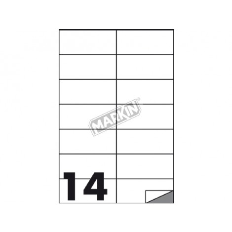 Etichette adesive in fogli A4 - 1400 etichette adesive bianche permanenti con margini (105x42,43mm), 14 etichette per foglio - 100 fogli