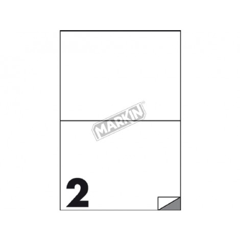 Etichette adesive in fogli A4 –  200 etichette adesive bianche permanenti senza margini (210x148,5mm), 2 etichette per foglio - 100 fogli