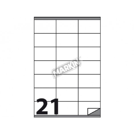 Etichette adesive in fogli A4 – 2100 etichette adesive bianche permanenti con margini (70x40mm), 21 etichette per foglio - 100 fogli