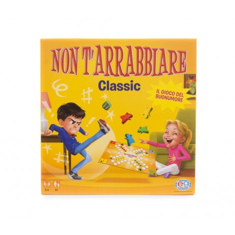 Non t' arrabbiare - Una nuova veste grafica per il più classico dei classici giochi da tavolo, adatto a chi ha i nervi saldi. La dinamica è semplice e crea situazioni imprevedibili, rendendolo sempre divertente e nuovo. Infatti lo scopo del gioco è riuscire a far compiere a tutte le proprie pedine un giro completo del percorso, dalla casa base fino alle caselle Arrivo, prima degli altri giocatori. Ma attenzione agli altri avversari, perchè se vi raggiungono dovete riiniziare il percorso da capo. La confezione contiene 1 plancia di gioco, 16 pedine colorate, 1 dado, istruzioni.