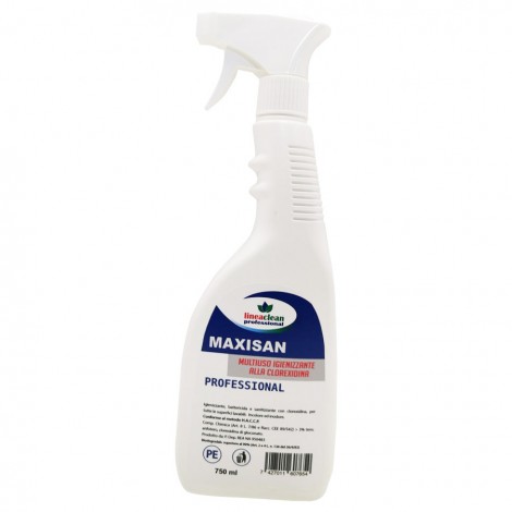 Igienizzante MAXISAN , battericida e sanitizzante con clorexidina, dotato di spruzzino, incolore ed inodore, per tutte le superfici lavabili come vetri, piani lavoro, interni auto, formiche - conforme al metodo HACCP 750ml