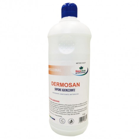 Crema di sapone DERMOSAN SAPONE, antisettica, sanificante, battericida con cloroxedina, profumazione mentolo, igienizza un gran numero di superfici, per cliniche, ospedali, dentisti etc 1lt