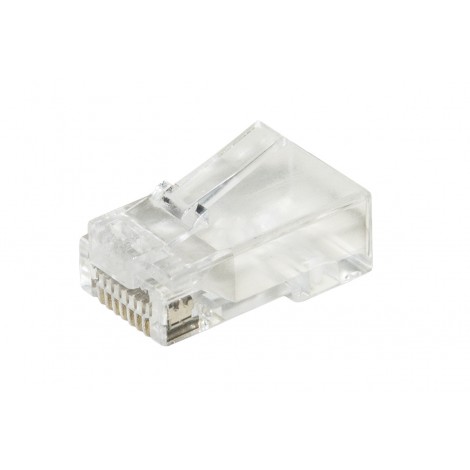 Confezione 100 connettori RJ45 per reti cat 6 UTP con fori per agevolare l`inserimento, adatti per cavi flessibili - 1pz
