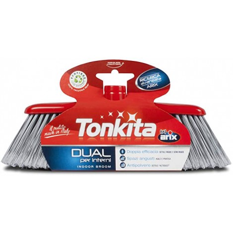 Scopa Tonkita dual, senza manico, con materiali interamente riciclabili