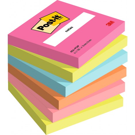Foglietti post-it Colori Poptimistic 654 76x76mm (rosa power, verde acido, acqua, arancio acceso, rosa guava) - 6pz
