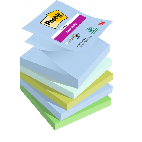 Foglietti post-it Super Sticky Foglietti Colorati R330-5SS Oasis 76x76mm (blu jeans, verde menta fresca, verde lime, verde trifoglio, verde cristallo di mare) - 5pz