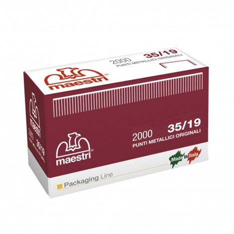 Romeo Maestri 35/19 - Punti per aggraffatrice - Scatola 2000 punti in filo metallico, lunghezza gamba 19mm - Prezzo singolo, ord. minimo 10pz