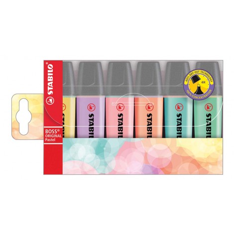 Stabilo Evidenziatore BOSS ORIGINAL, punta a scalpello, inchiostro a base d`acqua colore carta da zucchero 6pz