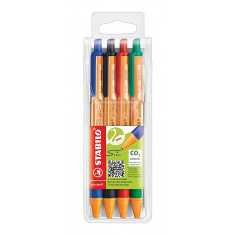 Stabilo Pointball - Penna a sfera realizzata con il 79% di plastica riciclata, impugna in gomma antiscivolo colori assortiti - Prezzo singolo, ord. minimo 10pz