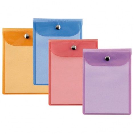PRESS - Buste in PVC con chiusura a bottone in metallo, alto spessore, formato 9,5x12cm - Prezzo singolo, ord. minimo 40pz